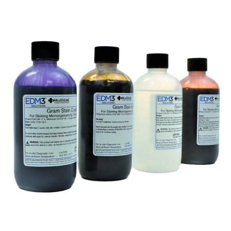 EDM 3 LLC Gram Stain Set 4 X 8 oz. - ST/4 - 400340-ST