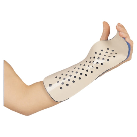 DeRoyal Wrist / Forearm Splint DeRoyal® Long Metacarpal Aluminum / Foam Right Hand Beige / Blue One Size Fits Most - Each - 9148-03-EA