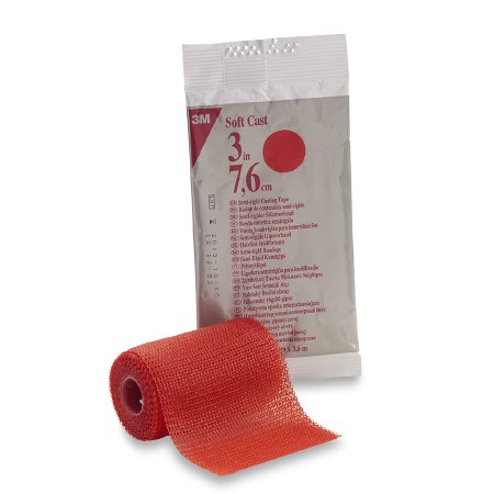 3M Ortho Cast Tape 3M™ Scotchcast™ Soft Cast 3 Inch X 12 Foot Fiberglass Red - Case of 10 - 82103R-CS