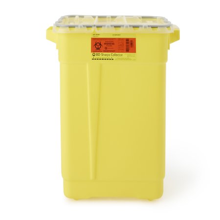 BD Chemotherapy Waste Container BD™ Yellow Base 18-1/2 X 17-3/4 X 11-3/4 Inch Vertical Entry 9 Gallon - Case of 8 - 305603-CS