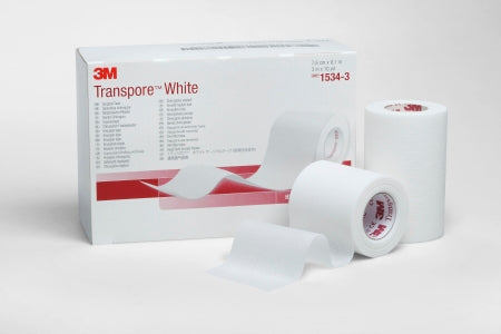 3M Medical Tape 3M™ Transpore™ White White 1/2 Inch X 10 Yard Plastic NonSterile - Case of 240 - 1534-0-CS