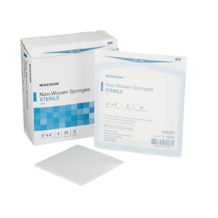 McKesson Nonwoven Sponge McKesson 4 X 4 Inch 2 per Pack Sterile 4-Ply Square - Box of 25 - 16-4244-BX