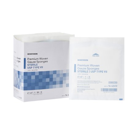 McKesson Gauze Sponge McKesson 4 X 4 Inch 1 per Pack Sterile 12-Ply Square - Box of 50 - 16-42412-BX