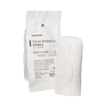 McKesson Fluff Bandage Roll McKesson 4-1/2 Inch X 4-1/10 Yard 1 per Pack Sterile 6-Ply Roll Shape - Case of 100 - 16-4264-CS