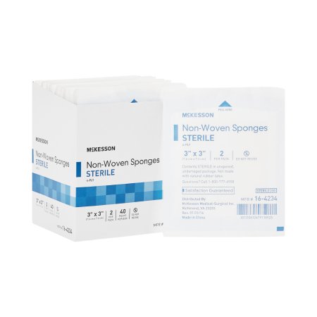McKesson Nonwoven Sponge McKesson 3 X 3 Inch 2 per Pack Sterile 4-Ply Square - Box of 40 - 16-4234-BX