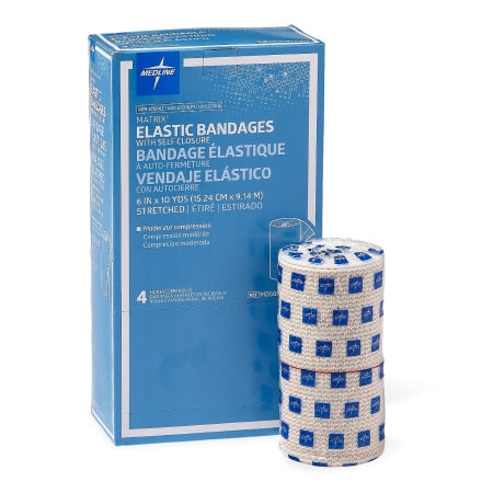 Medline Elastic Bandage Matrix 6 Inch X 10 Yard Double Hook and Loop Closure Natural NonSterile Medium Compression - Each - MDS087106LF-EA