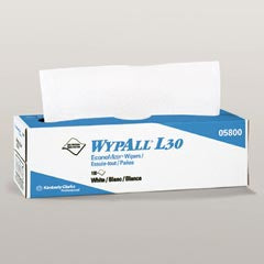 Lagasse Task Wipe WypAll® L30 Light Duty White NonSterile Double Re-Creped 9-4/5 X 16-2/5 Inch Disposable - Case of 800 - KCC05800-CS