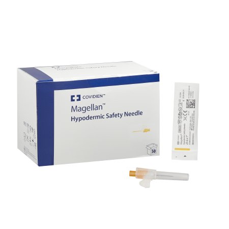 Cardinal Safety Hypodermic Needle Magellan™ 1 Inch Length 25 Gauge Regular Wall Sliding Safety Needle - Box of 50 - 8881850510--BX