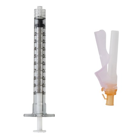 BD Safety Hypodermic Syringe with Needle Eclipse™ 1 mL 5/8 Inch 25 Gauge Hinged Safety Needle Thin Wall - Each - 305780-EA