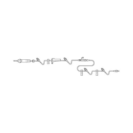 Baxter IV Pump Set with Extension Set Continu-Flo® Pump 4 Ports 10 Drops / mL Drip Rate Without Filter 124 Inch Tubing Solution - Case of 48 - 2C6255-CS