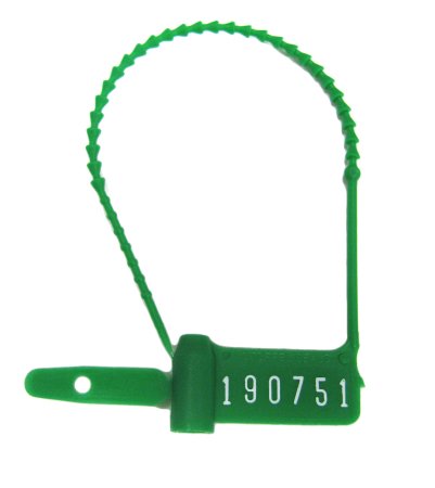 Healthmark Industries Tamper Evident Seal Cynch-Loks Numbered Green Plastic 6 Inch - Pack of 100 - 6323 GN-PK
