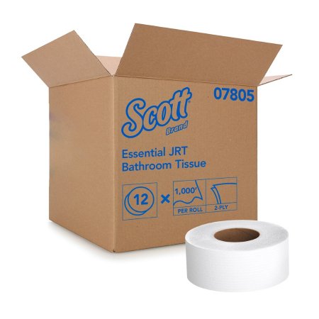 Kimberly Clark Toilet Tissue Scott® Essential JRT White 2-Ply Jumbo Size Cored Roll Continuous Sheet 3-11/20 Inch X 1000 Foot - Roll of 1 - 07805-RL