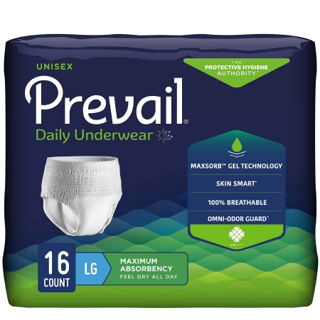 First Quality Unisex Adult Absorbent Underwear Prevail® Pull On with Tear Away Seams Large Disposable Heavy Absorbency - Pack of 16 - PVS-513-PK