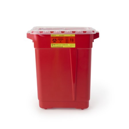 BD Sharps Container BD™ Red Base 18-1/2 X 17-3/4 X 11-3/4 Inch Vertical Entry 9 Gallon - Case of 8 - 305616-CS