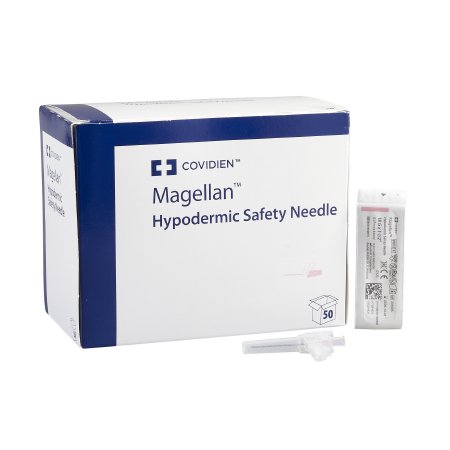 Cardinal Safety Hypodermic Needle Magellan™ 1-1/2 Inch Length 18 Gauge Regular Wall Sliding Safety Needle - Box of 50 - 8881850815-BX