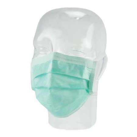 Aspen Surgical Products Surgical Mask Fog Shield® Anti-fog Film Pleated Tie Closure One Size Fits Most Green NonSterile ASTM Level 1 Adult - Case of 300 - 15211-CS