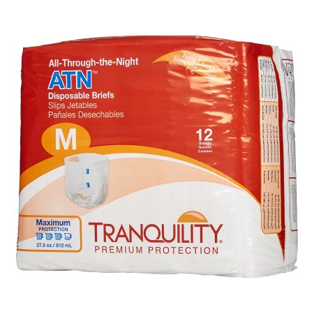 Principle Business Enterprises Unisex Adult Incontinence Brief Tranquility® ATN Medium Disposable Heavy Absorbency - Bag of 12 - 2185-BG