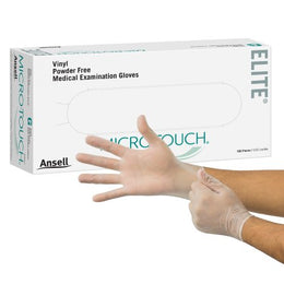 Ansell Exam Glove Micro-Touch® Elite® Medium NonSterile Stretch Vinyl Standard Cuff Length Smooth Ivory Not Rated - Box of 100 - 3092-BX