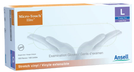 Ansell Exam Glove Micro-Touch® Elite® Large NonSterile Stretch Vinyl Standard Cuff Length Smooth Ivory Not Rated - Box of 100 - 3093-BX