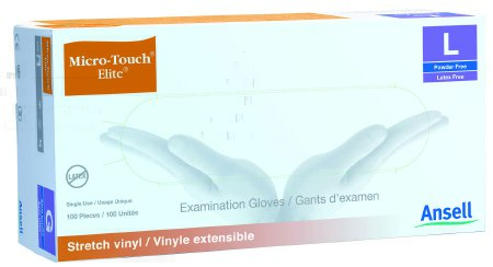 Ansell Exam Glove Micro-Touch® Elite® Large NonSterile Stretch Vinyl Standard Cuff Length Smooth Ivory Not Rated - Case of 1000 - 3093-CS