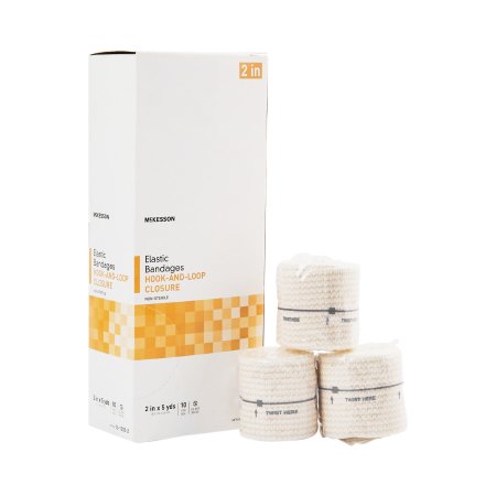 McKesson Elastic Bandage McKesson 2 Inch X 5 Yard Hook and Loop Closure Tan NonSterile Standard Compression - Roll of 1 - 16-1033-2-RL