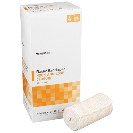 McKesson Elastic Bandage McKesson 4 Inch X 5 Yard Hook and Loop Closure Tan NonSterile Standard Compression - Roll of 1 - 16-1033-4-RL