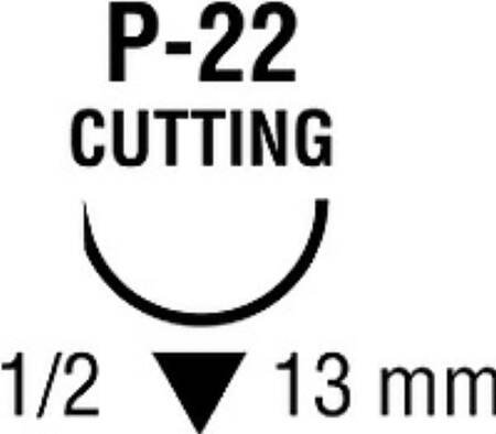 Covidien Nonabsorbable Suture with Needle Ti-Cron™ Polyester P-22 1/2 Circle Reverse Cutting Needle Size 3 - 0 Braided - Box of 12 - 88863109-43-BX