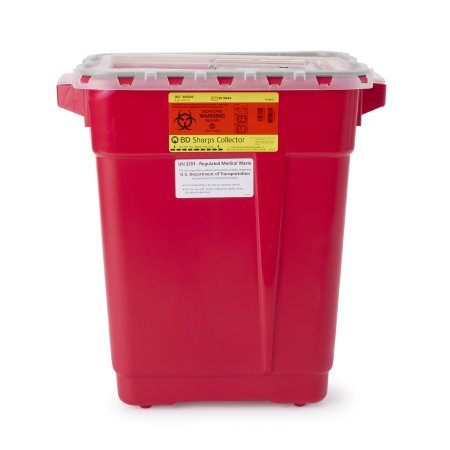 BD Sharps Container BD™ Red Base 18-1/2 X 17-3/4 X 11-3/4 Inch Vertical Entry 9 Gallon - Case of 8 - 305602-CS