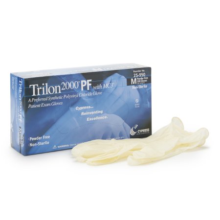 McKesson Medical Surgical Exam Glove Trilon 2000® PF with MC3® Medium NonSterile Stretch Vinyl Standard Cuff Length Smooth Ivory Not Rated WITH PROP. 65 WARNING - Case of 1000 - 25-950-CS