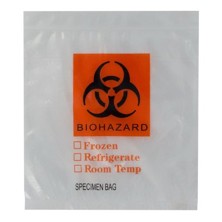RD Plastics Company Specimen Transport Bag with Document Pouch 12 X 15 Inch Zip Closure Biohazard Symbol / Storage Instructions NonSterile - Case of 1000 - Q606-CS