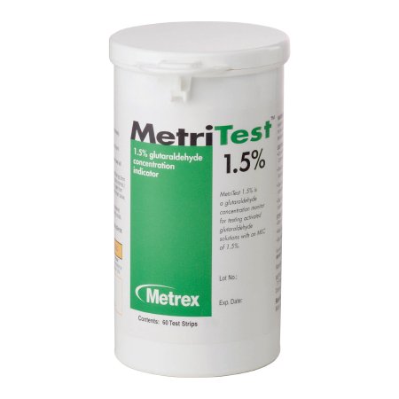 Metrex Research Glutaraldehyde Concentration Indicator MetriTest™ 1.5% Pad 60 Test Strips Bottle Single Use - Case of 120 - 10-303-CS
