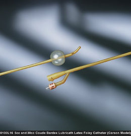 Bard Foley Catheter Bardex® Lubricath® 2-Way Carson Model Tip 30 cc Balloon 24 Fr. Hydrophilic Polymer Coated Latex - Case of 12 - 0100L24-CS