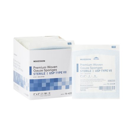 McKesson Gauze Sponge McKesson 2 X 2 Inch 2 per Pack Sterile 8-Ply Square - Box of 50 - 16-42228-BX