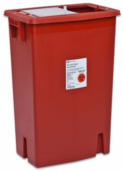 Cardinal Sharps Container SharpSafety™ Red Base 17-1/2 H X 15-1/2 W X 11 D Inch Vertical Entry 8 Gallon - Case of 10 - 8997SPG2-CS
