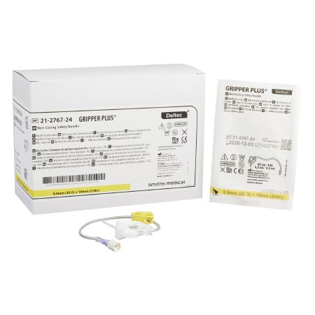 Smiths Medical ASD, Inc. Huber Infusion Set Gripper® Plus 20 Gauge 3/4 Inch 8 Inch Tubing Without Port - Box of 12 - 21-2767-24-BX
