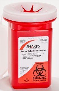Sharps Compliance Sharps Container Pro-Tec® Red Base 7 H X 4.5 W X 4.5 L Inch Vertical Entry 0.25 Gallon - Each - 60100-120-EA