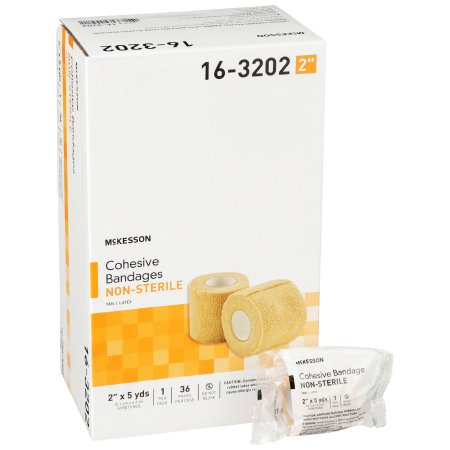 McKesson Cohesive Bandage McKesson 2 Inch X 5 Yard Self-Adherent Closure Tan NonSterile Standard Compression - Pack of 1 - 16-3202-PK