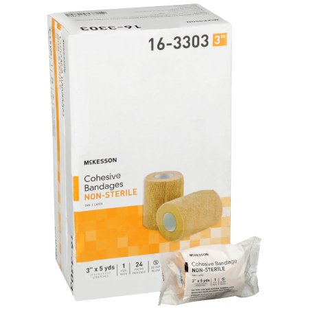 McKesson Cohesive Bandage McKesson 3 Inch X 5 Yard Self-Adherent Closure Tan NonSterile Standard Compression - Pack of 1 - 16-3303-PK