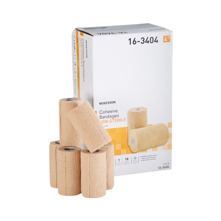 McKesson Cohesive Bandage McKesson 4 Inch X 5 Yard Self-Adherent Closure Tan NonSterile Standard Compression - Case of 18 - 16-3404-CS