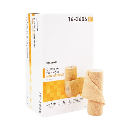 McKesson Cohesive Bandage McKesson 6 Inch X 5 Yard Self-Adherent Closure Tan NonSterile Standard Compression - Pack of 1 - 16-3606-PK