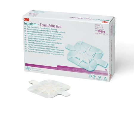 3M Foam Dressing 3M™ Tegaderm™ High Performance 3-1/2 X 3-1/2 Inch With Border Film Backing Acrylic Adhesive Square Sterile - Case of 40 - 90610-CS