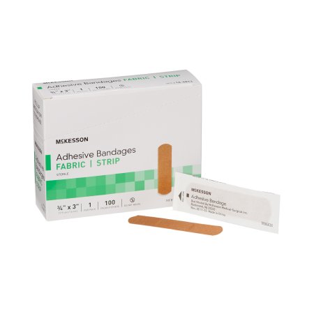 McKesson Adhesive Strip McKesson 3/4 X 3 Inch Fabric Rectangle Tan Sterile - Case of 2400 - 16-4813-CS