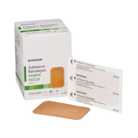 McKesson Adhesive Strip McKesson 2 X 3 Inch Fabric Rectangle Tan Sterile - Case of 1200 - 16-4816-CS