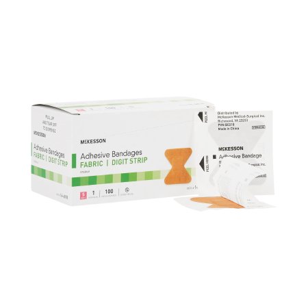 McKesson Adhesive Strip McKesson 1.7 X 2 Inch Fabric Fingertip Tan Sterile - Case of 2400 - 16-4818-CS
