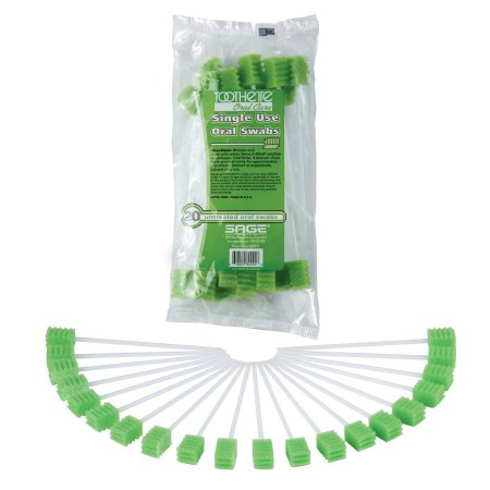 Sage Products Oral Swabstick Toothette® Plus Foam Tip Untreated - Pack of 1 - 6071-PK