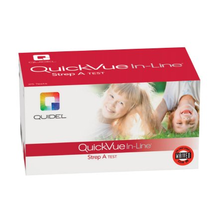 Quidel Respiratory Test Kit QuickVue® In-Line® Strep A Infectious Disease Immunoassay Strep A Test Throat / Tonsil Saliva Sample 25 Tests CLIA Waived - Case of 12 - 00343-CS