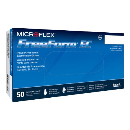 Microflex Medical Exam Glove FreeForm® EC 2X-Large NonSterile Nitrile Extended Cuff Length Textured Fingertips Blue Not Rated - Box of 1 - FFE-775-XXL-BX
