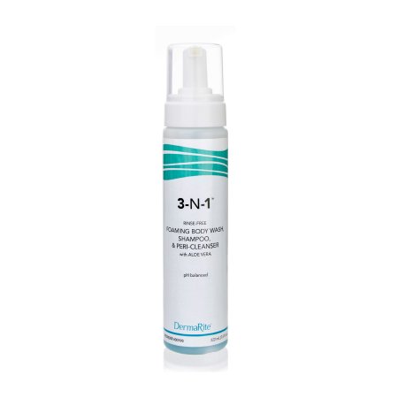 DermaRite Industries Rinse-Free Body Wash DermaRite® 3-N-1™ Foaming 7.5 oz. Pump Bottle Mild Scent - Each - 00190-EA