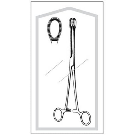 Sklar Sponge Forceps Econo™ Foerster-Ballenger 9-1/2 Inch Length Floor Grade Pakistan Stainless Steel Sterile Ratchet Lock Finger Ring Handle Straight Serrated Fenestrated Oval Tips - Each - 96-2533-EA