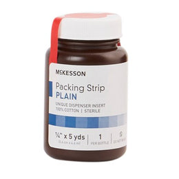 McKesson Wound Packing Strip McKesson Non-impregnated 1/4 Inch X 5 Yard Sterile Plain - Case of 12 - 61-59120-CS